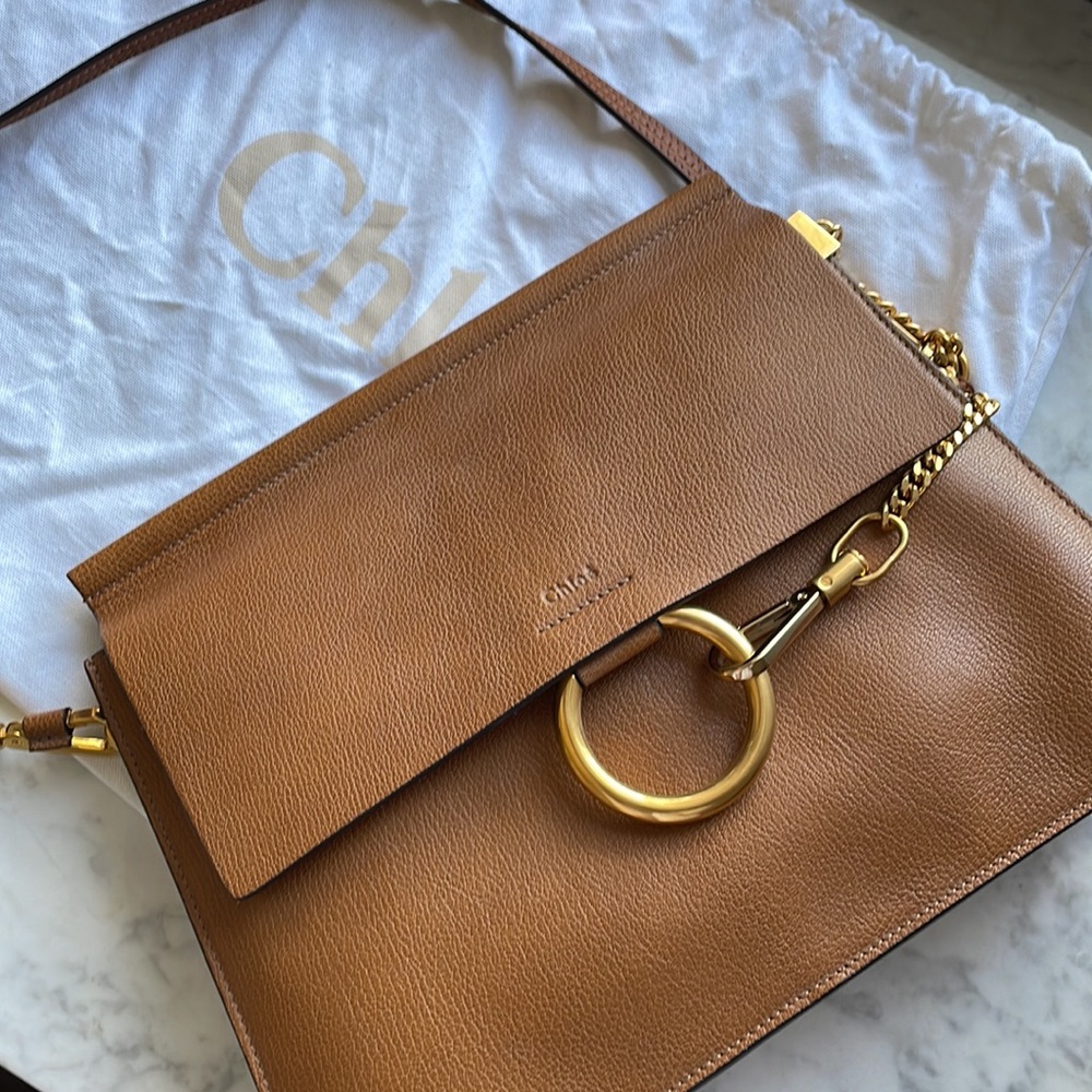 CHLOE Goatskin Medium Faye Shoulder Bag in Caramel